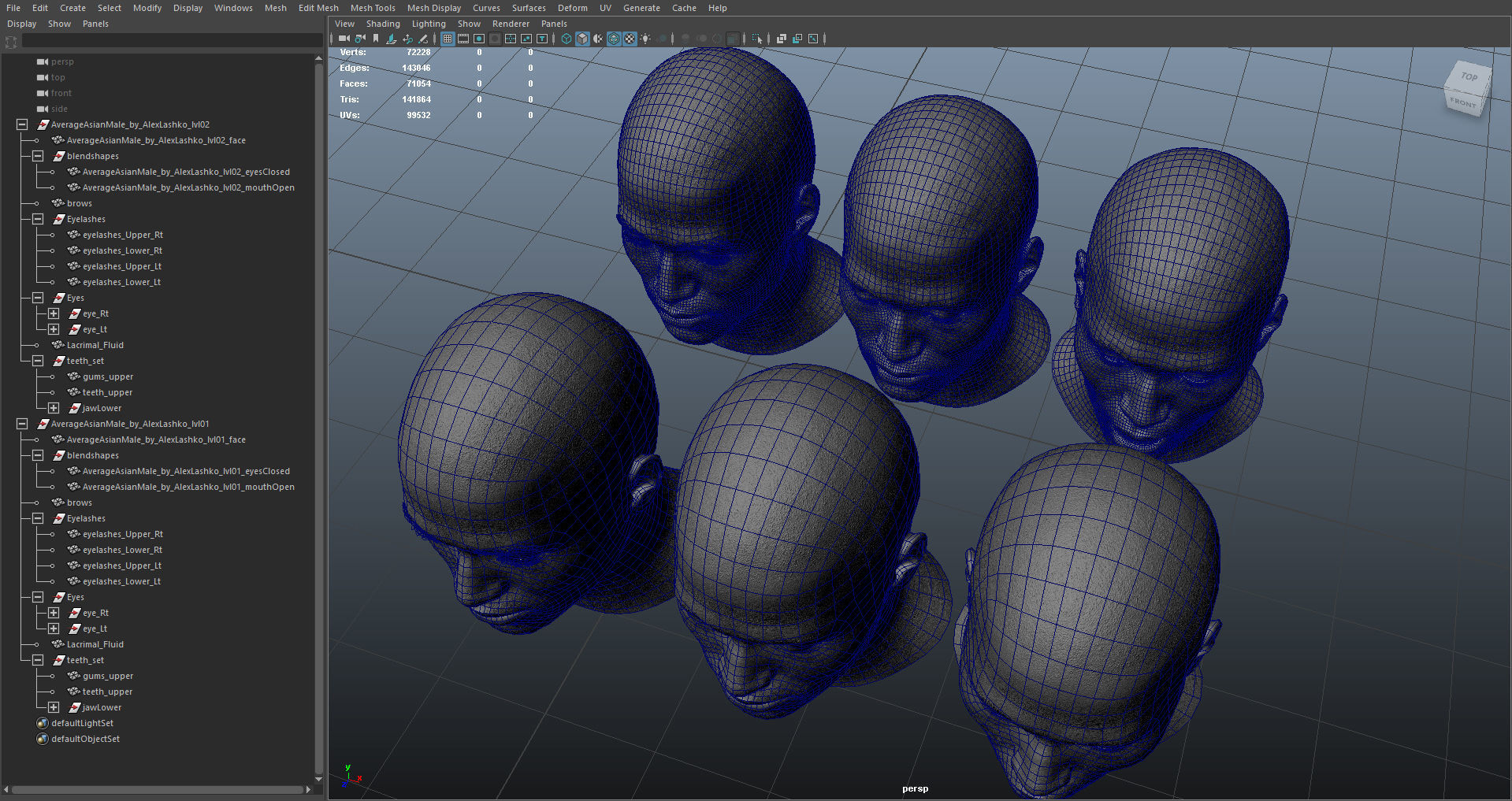 Average Asian Male Head Low-poly 3D model_50