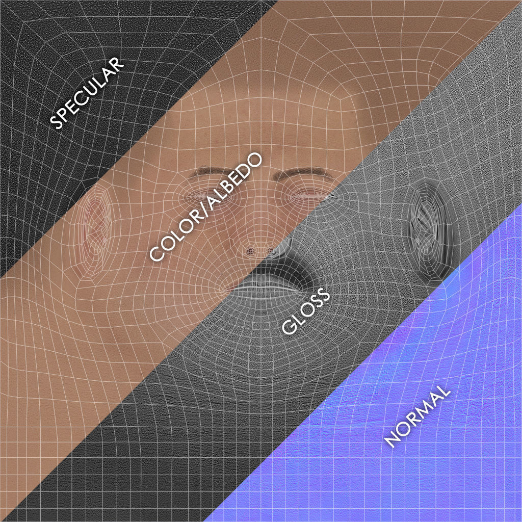 Average Asian Male Head Low-poly 3D model_51