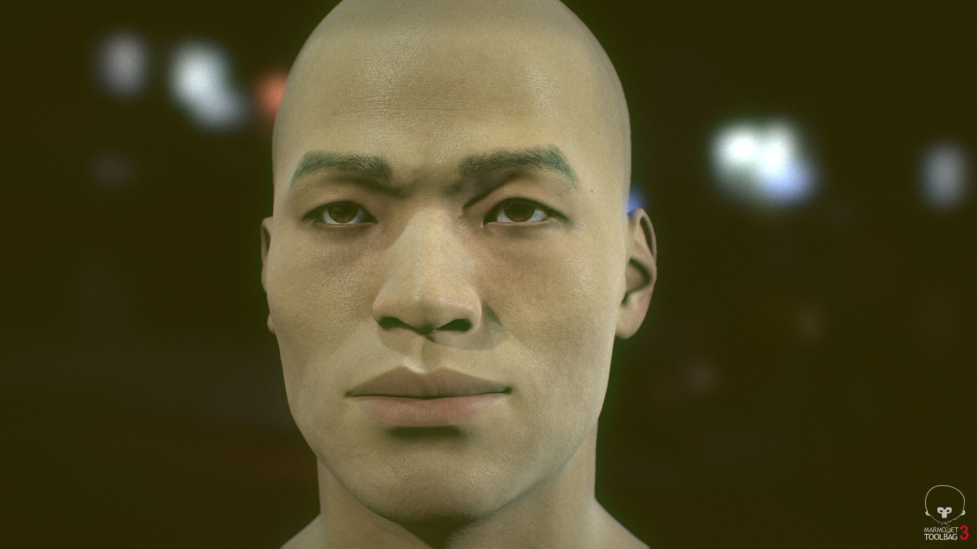 Average Asian Male Head Low-poly 3D model_6