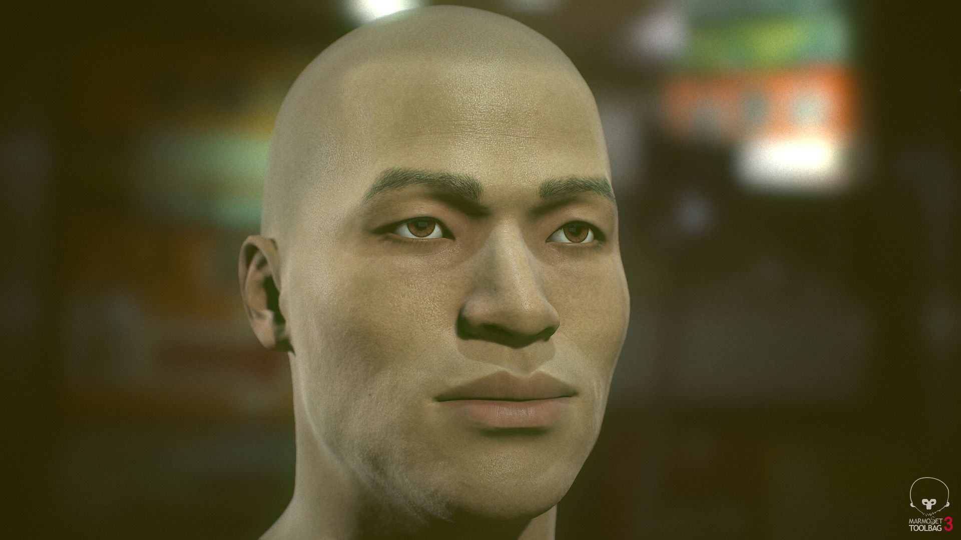 Average Asian Male Head Low-poly 3D model_13