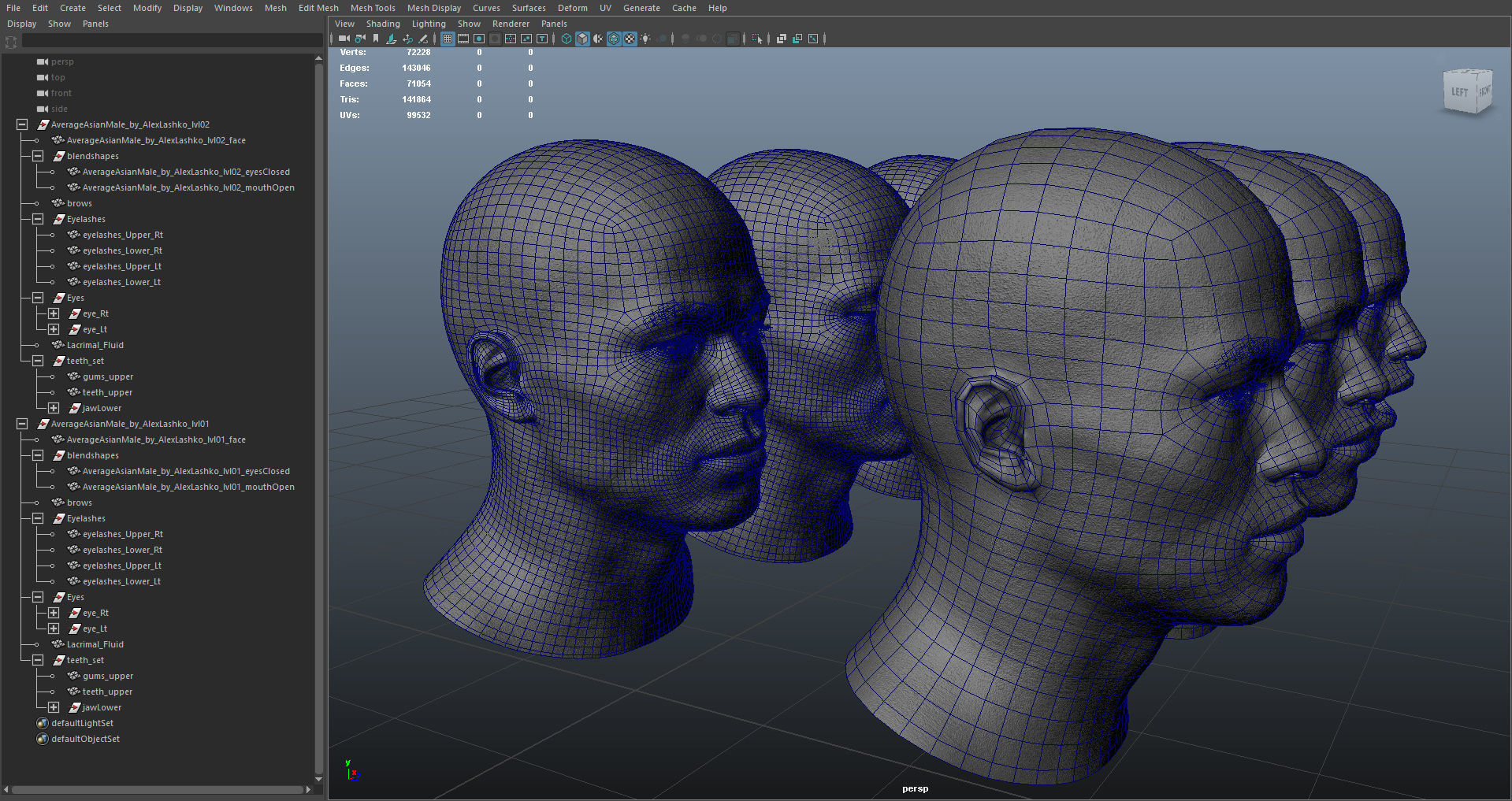 Average Asian Male Head Low-poly 3D model_49