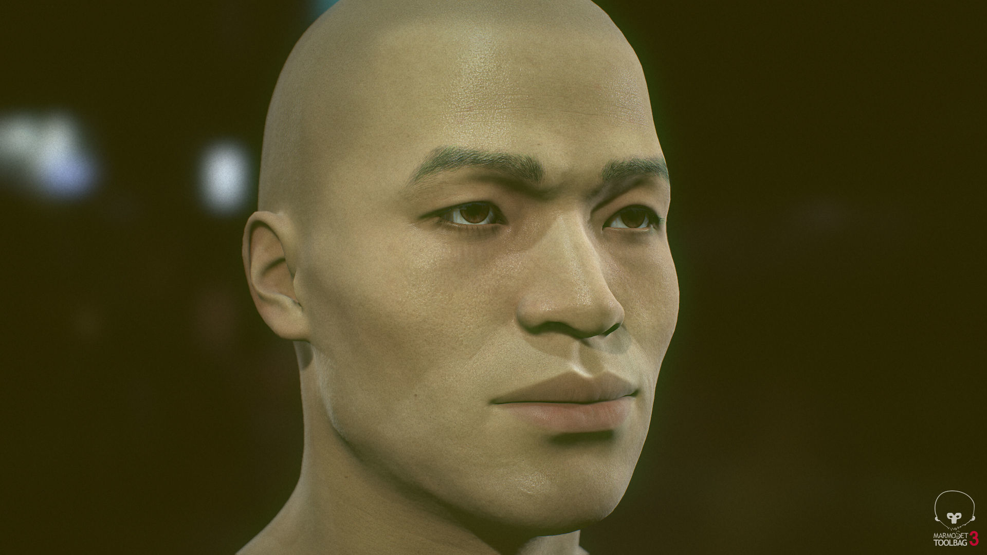 Average Asian Male Head Low-poly 3D model_5