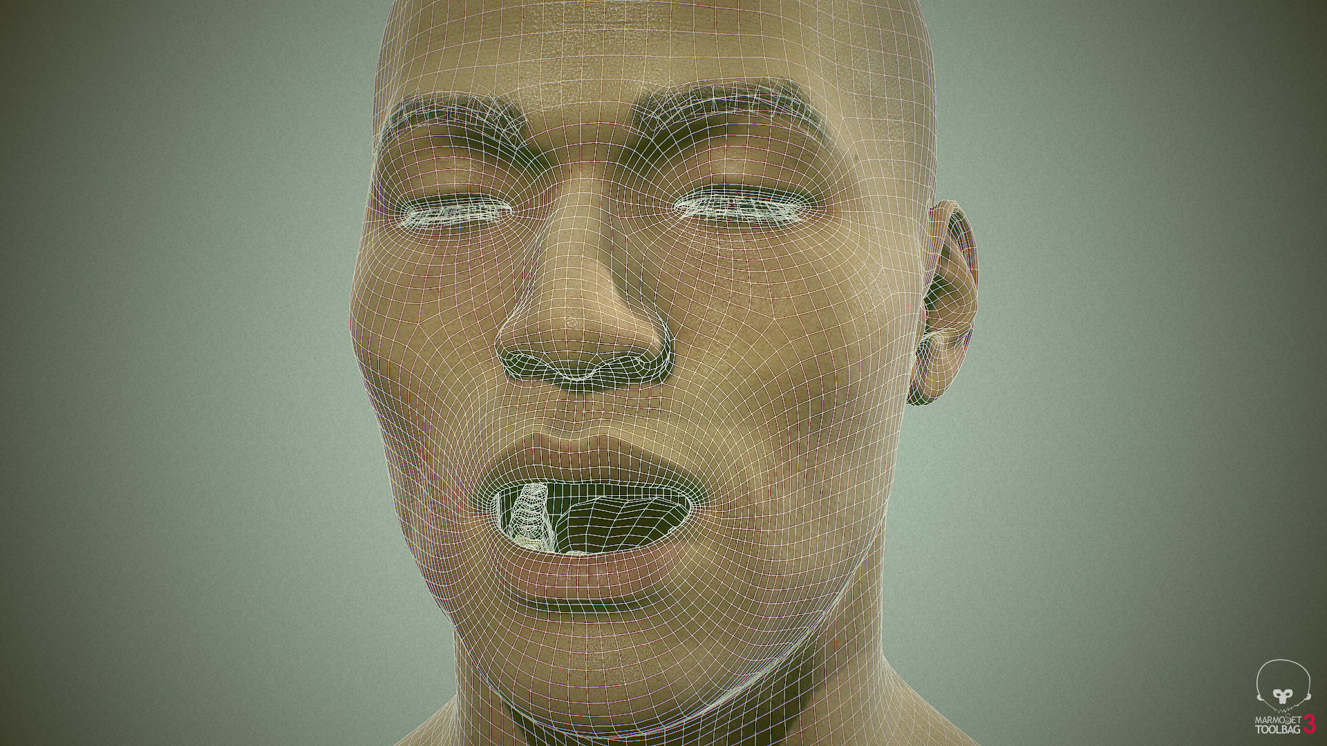 Average Asian Male Head Low-poly 3D model_33