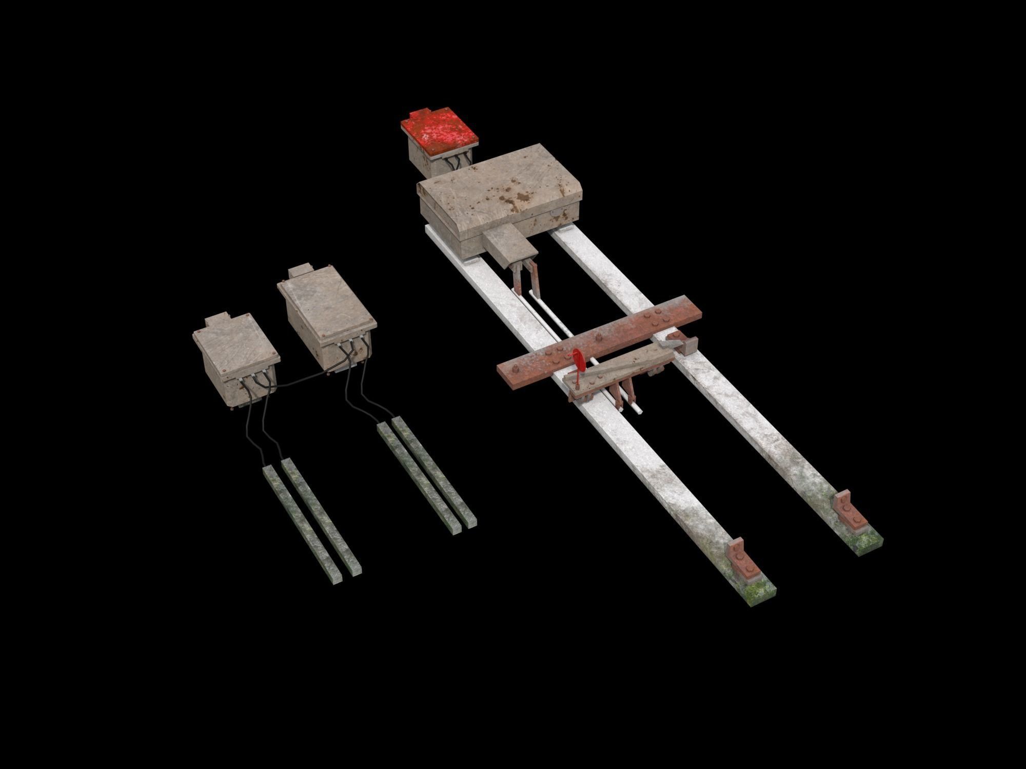 Railstation pack Low-poly 3D model_27