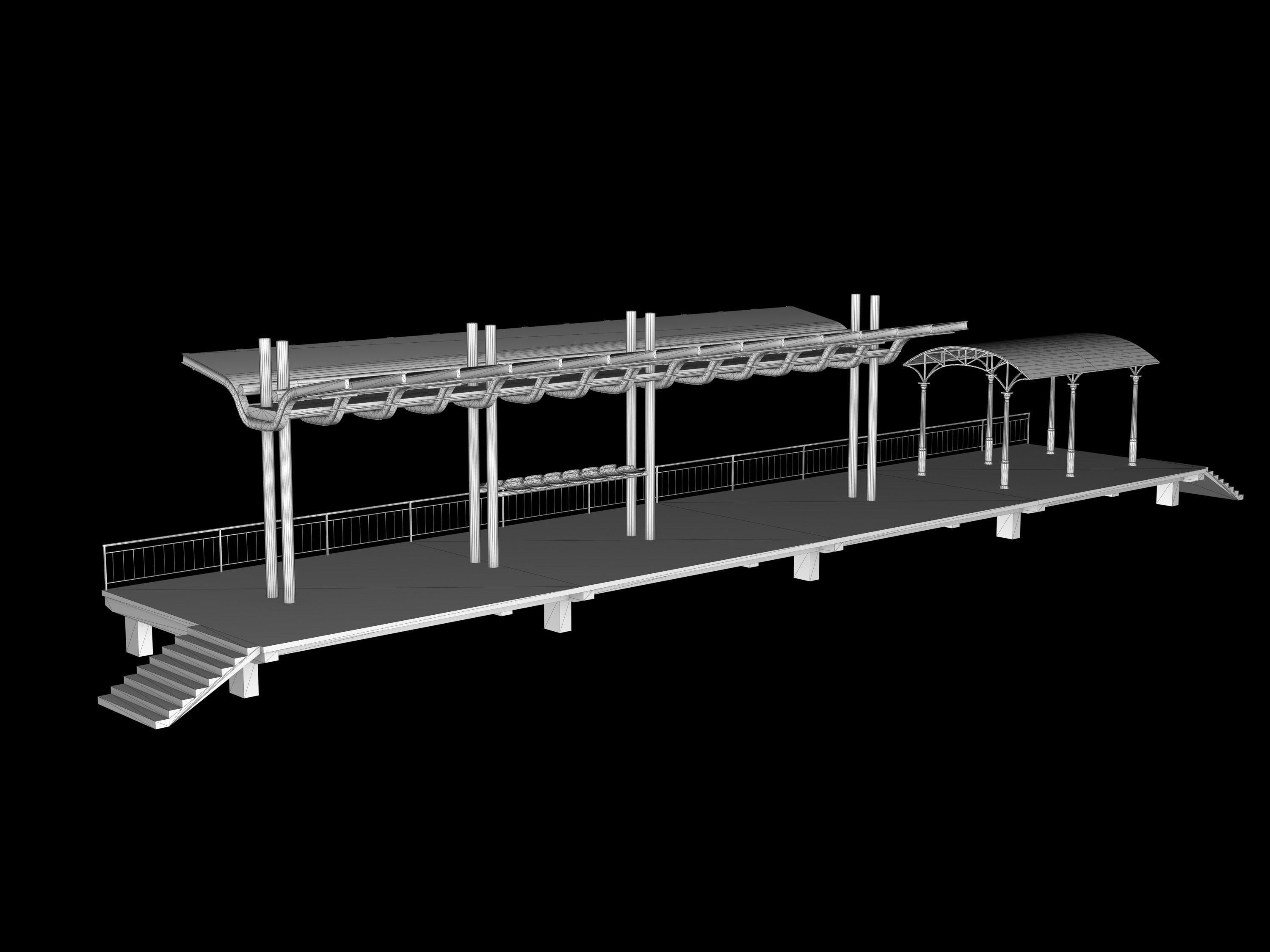 Railstation pack Low-poly 3D model_22