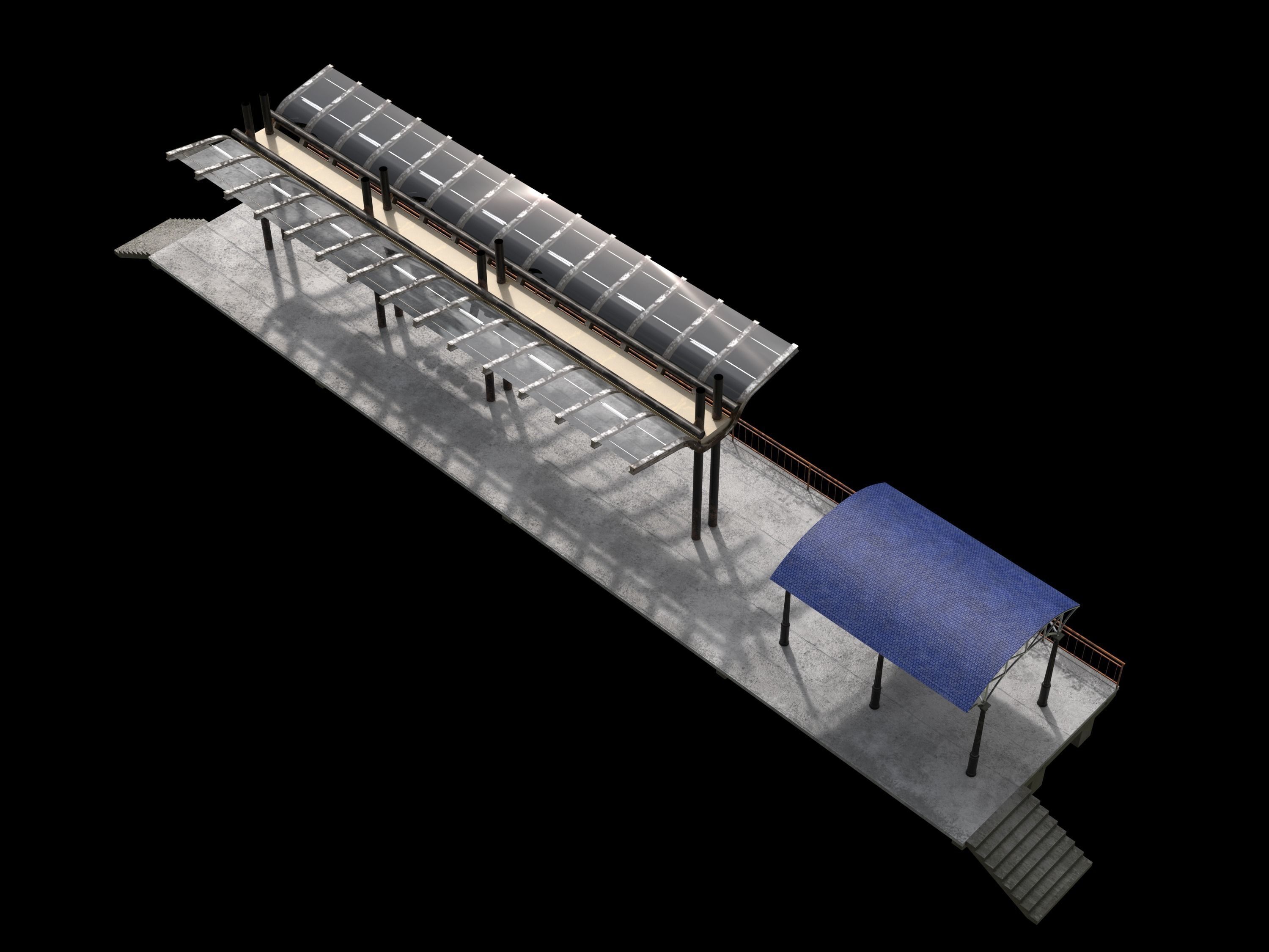 Railstation pack Low-poly 3D model_18