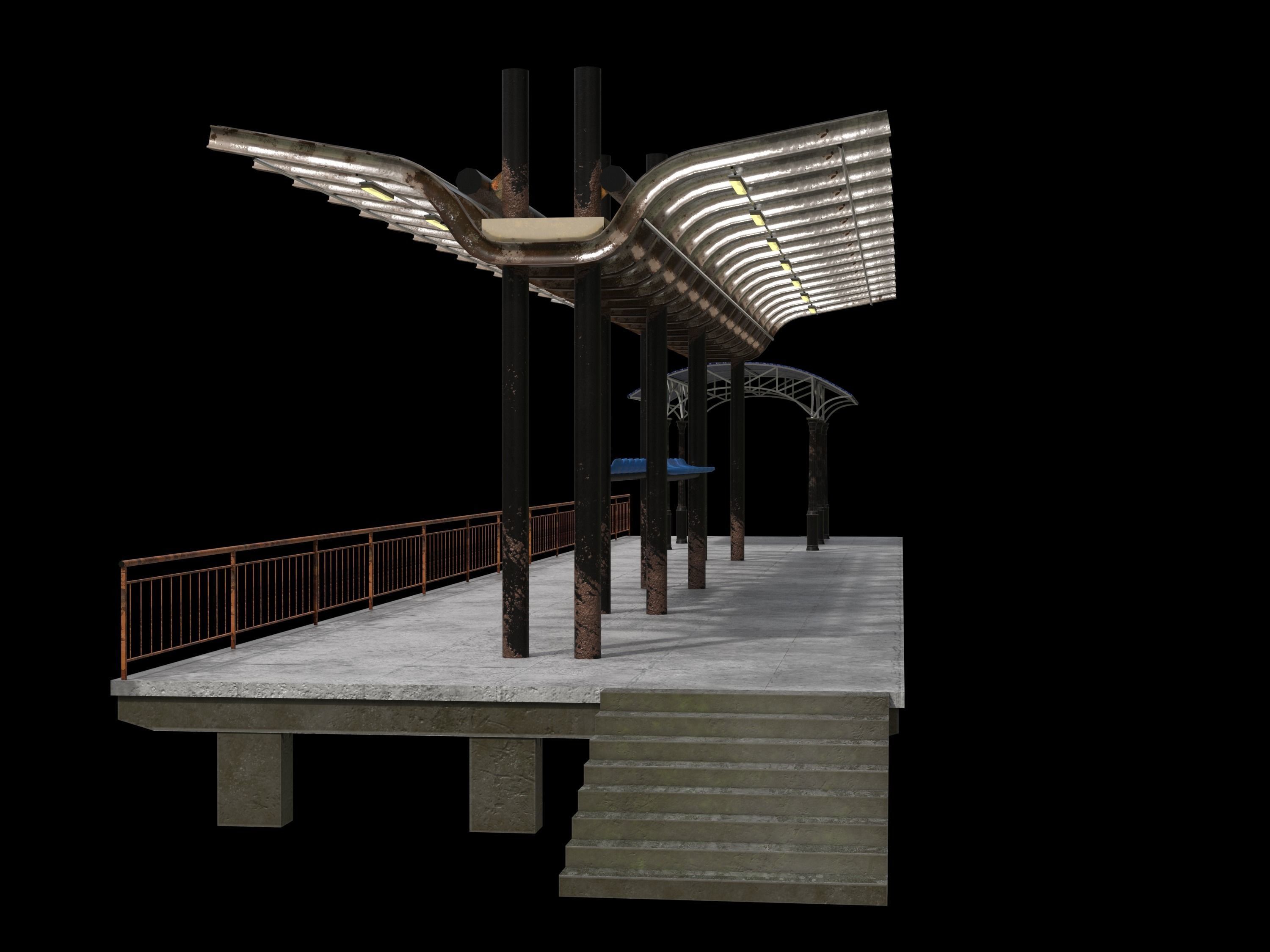 Railstation pack Low-poly 3D model_19