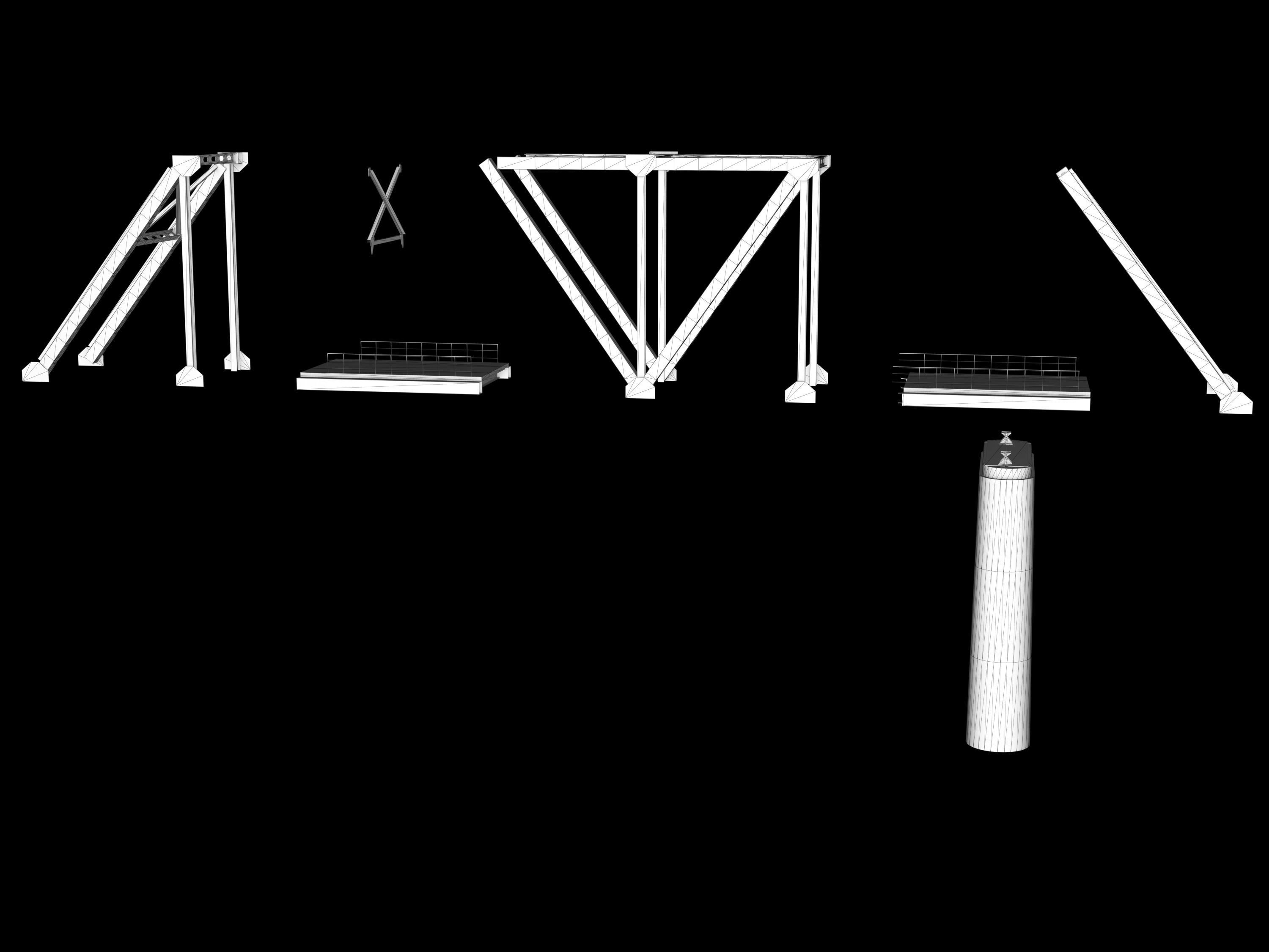 Railstation pack Low-poly 3D model_3