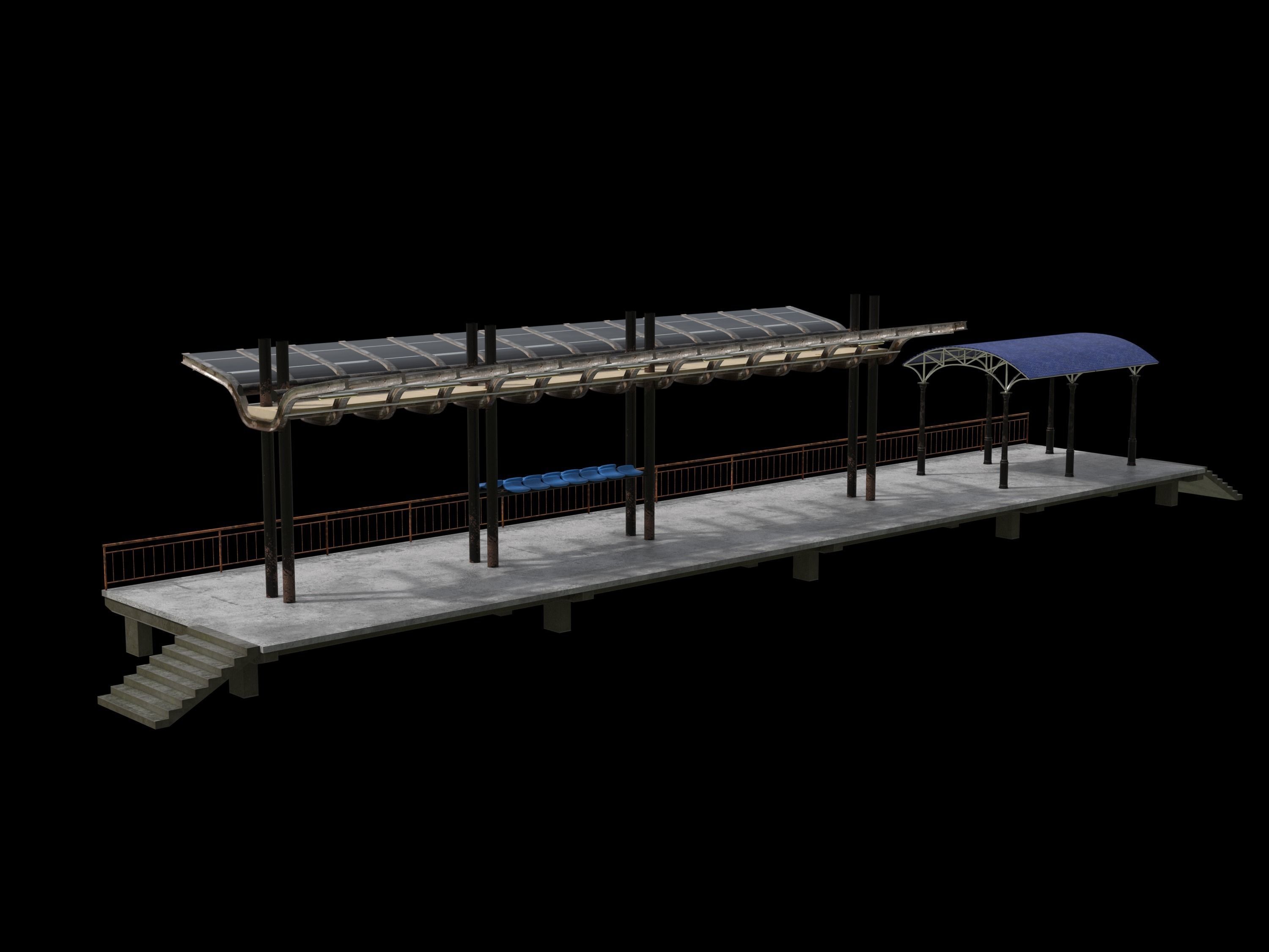 Railstation pack Low-poly 3D model_15
