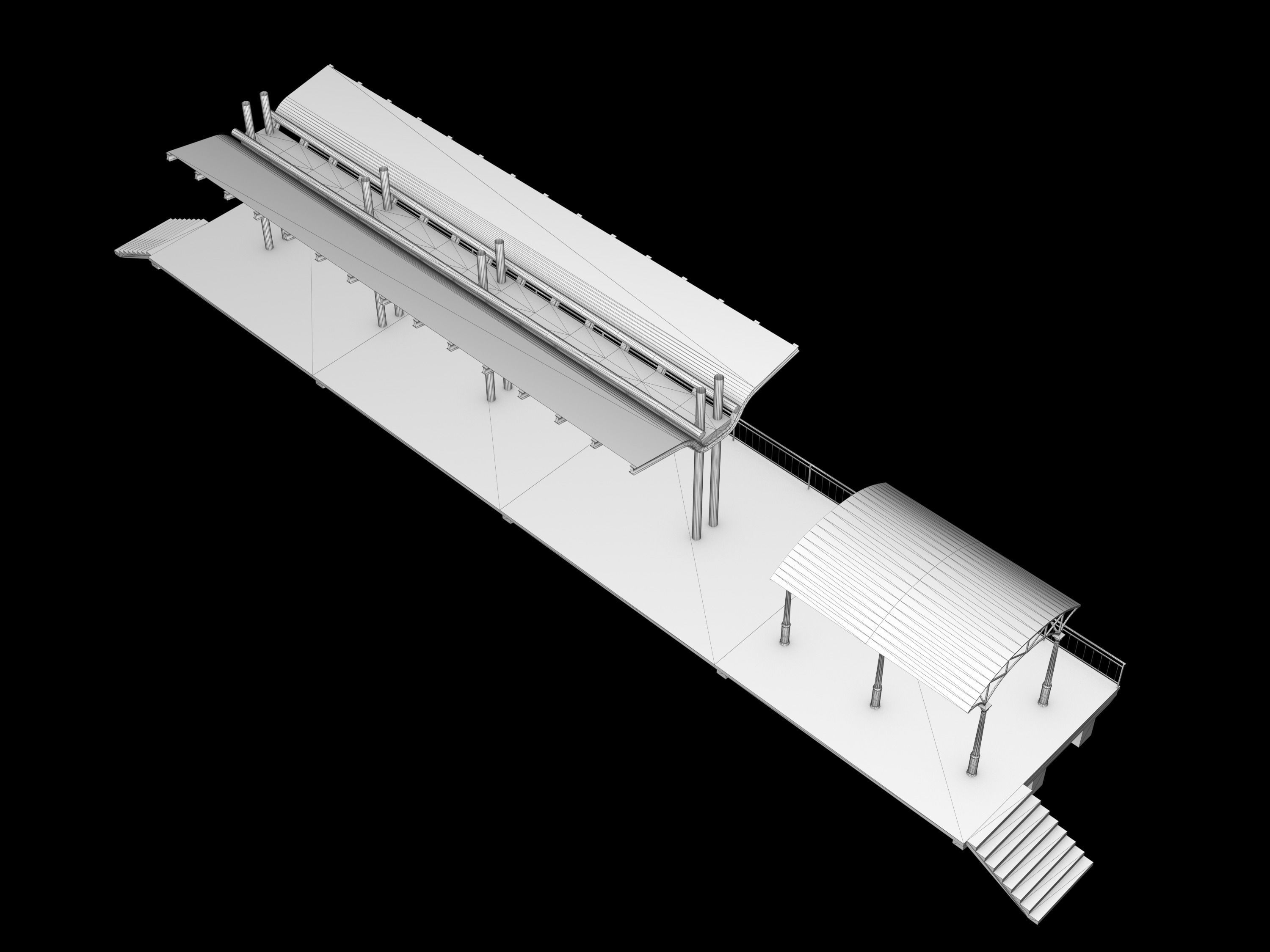 Railstation pack Low-poly 3D model_23