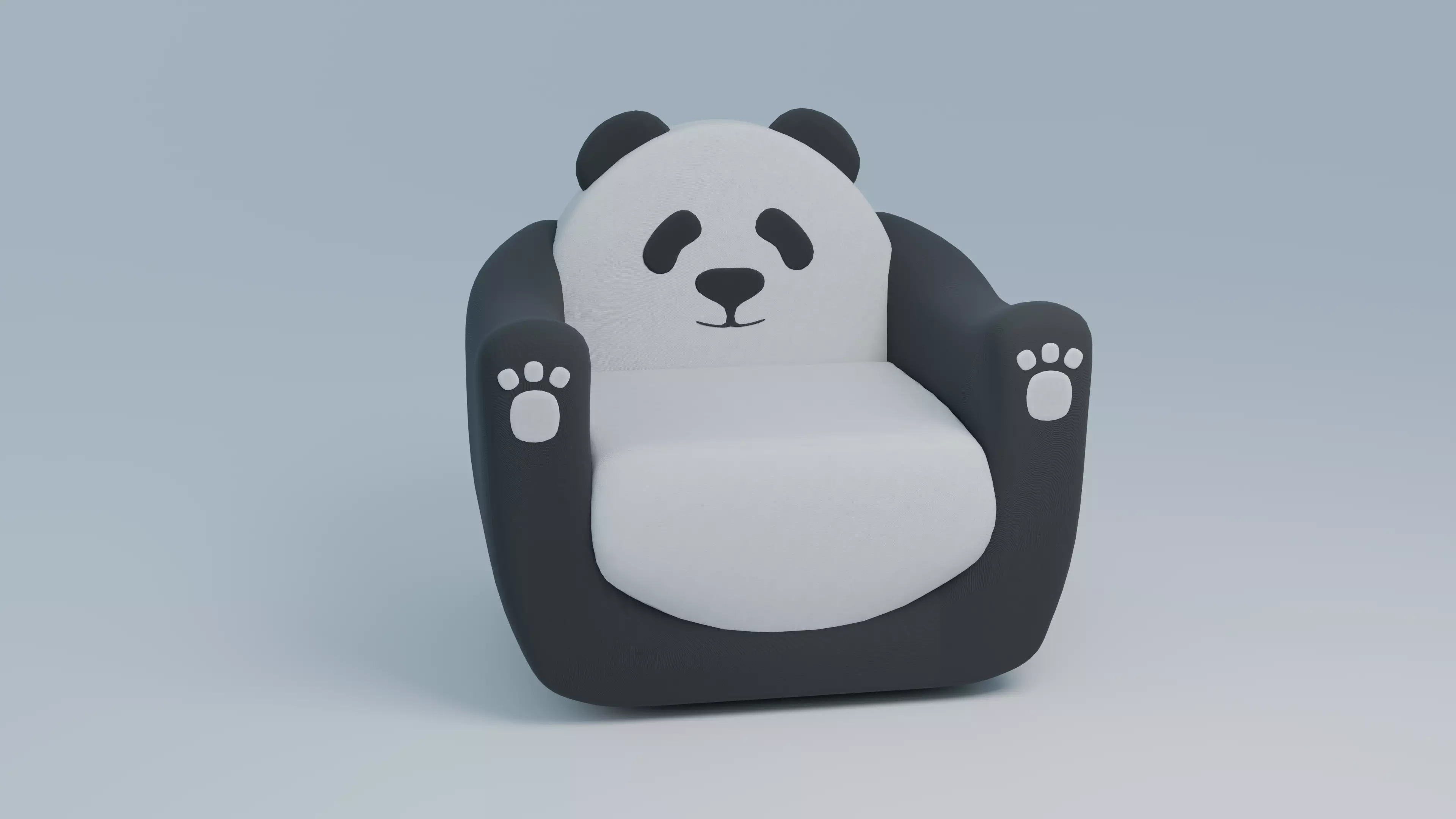 Cute Panda Inspired Armchair 3D Model Free low-poly 3D model