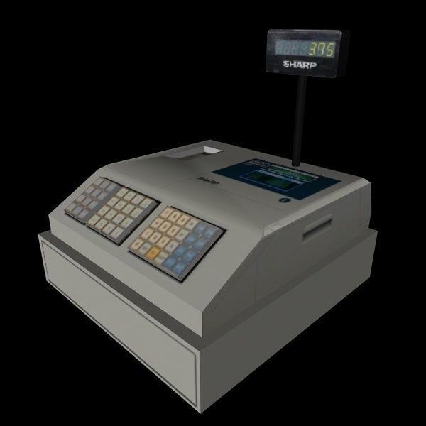 Cash Register Low-poly 3D model_3