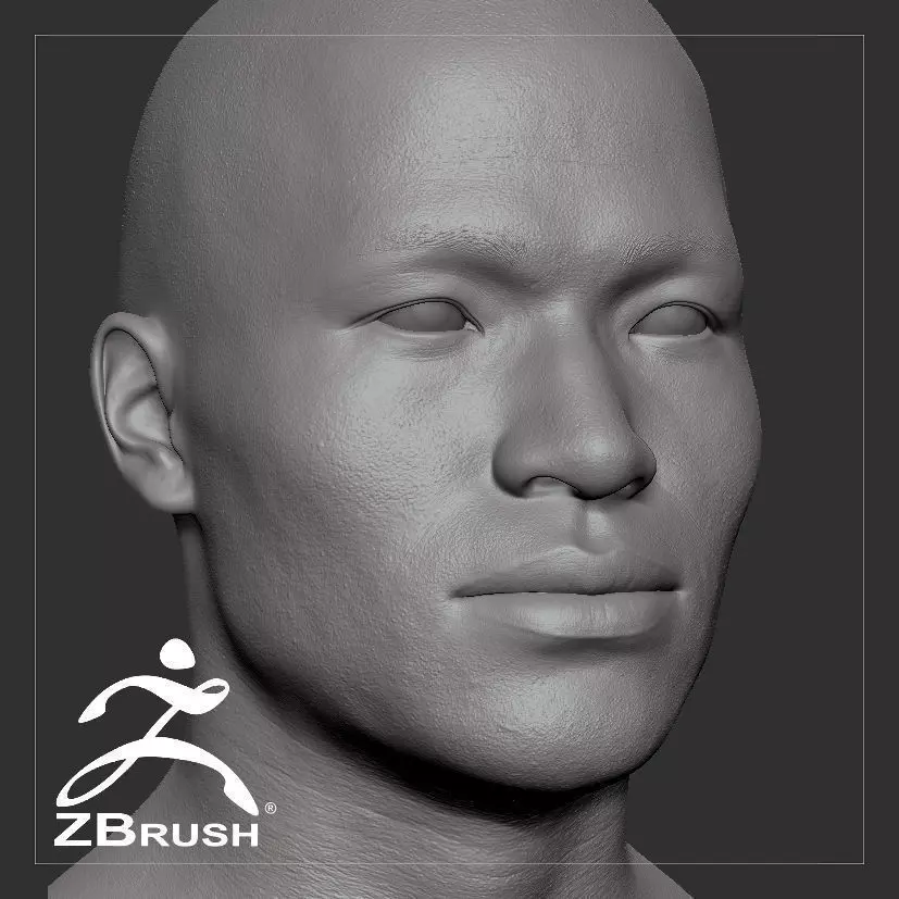 Average Asian Male Head Basemesh 3D model