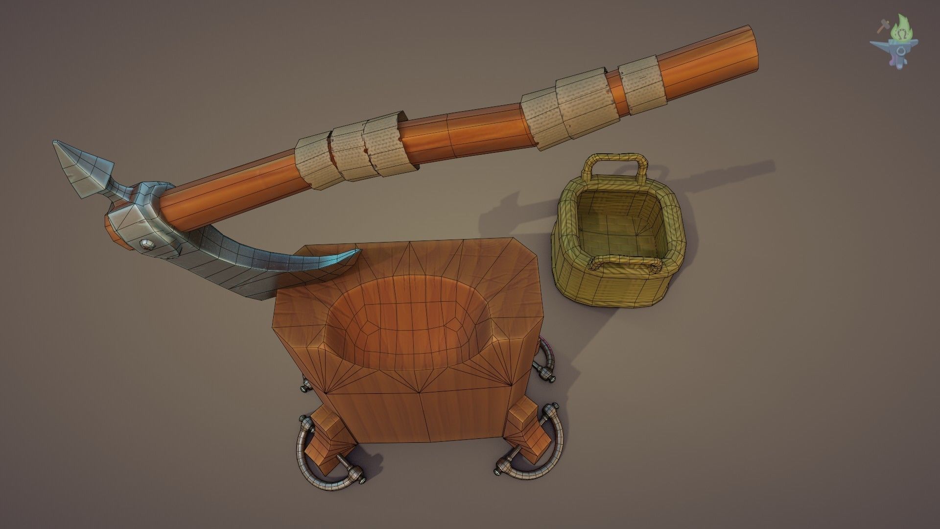 Execution Axe set Low-poly 3D model_6