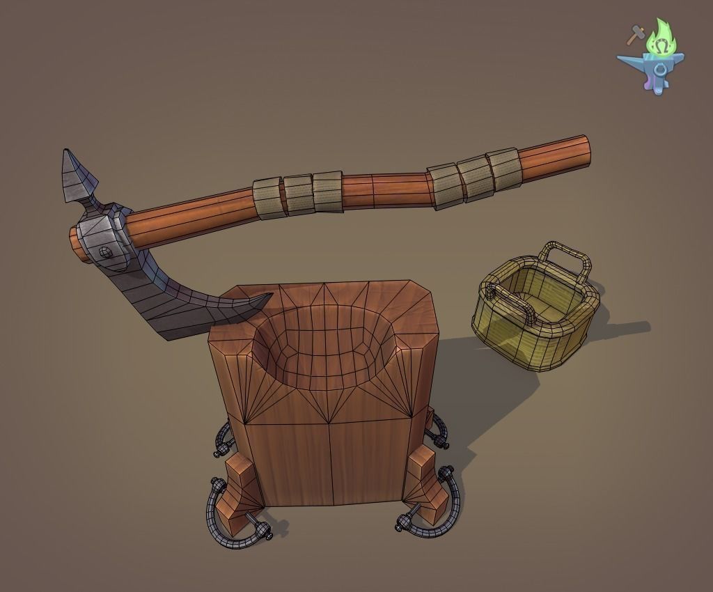 Execution Axe set Low-poly 3D model_14