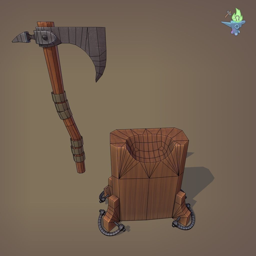 Execution Axe set Low-poly 3D model_17