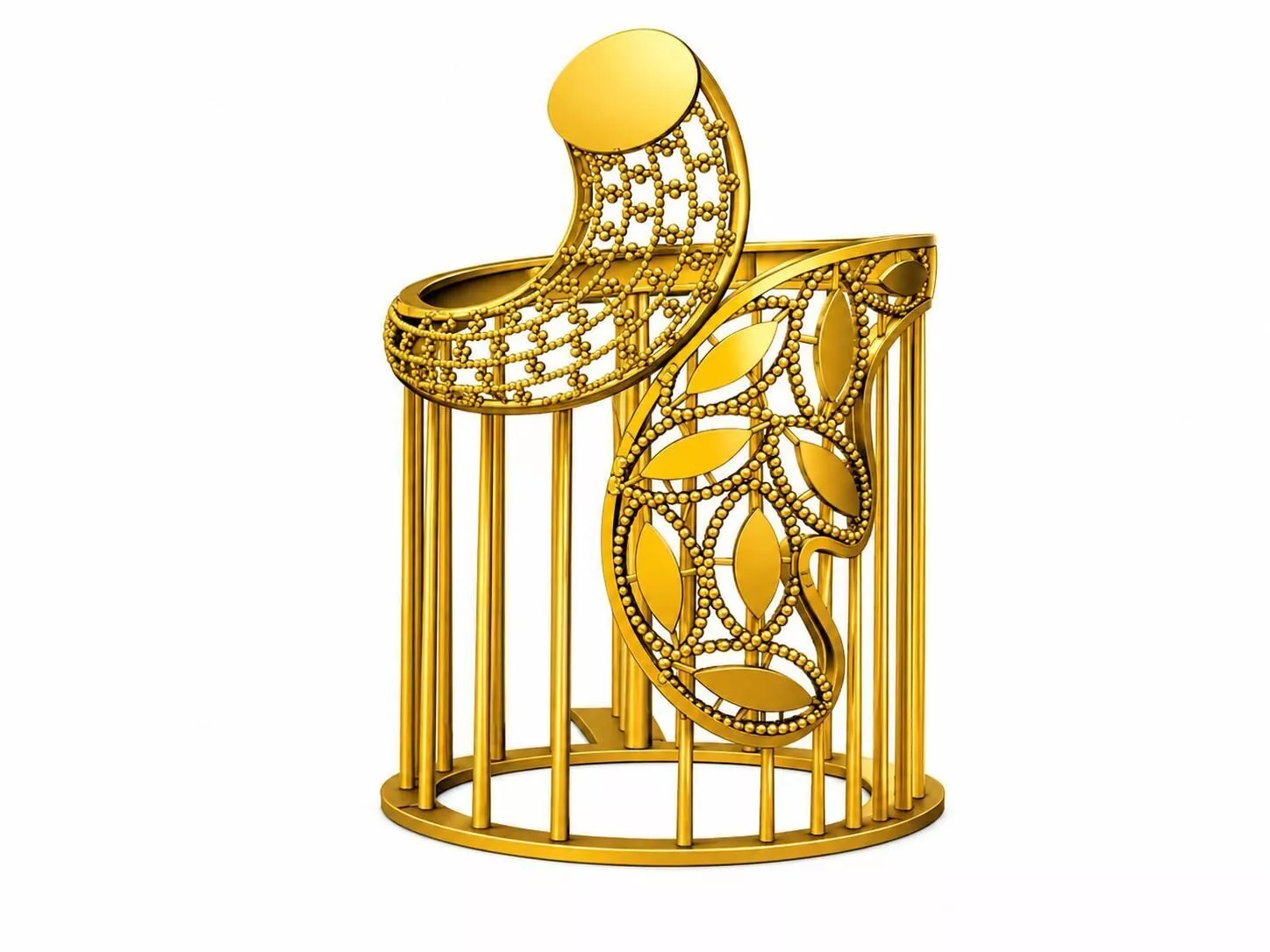 Floral Leaf Openwork Ring 3D Model Three Sizes 3D print model
