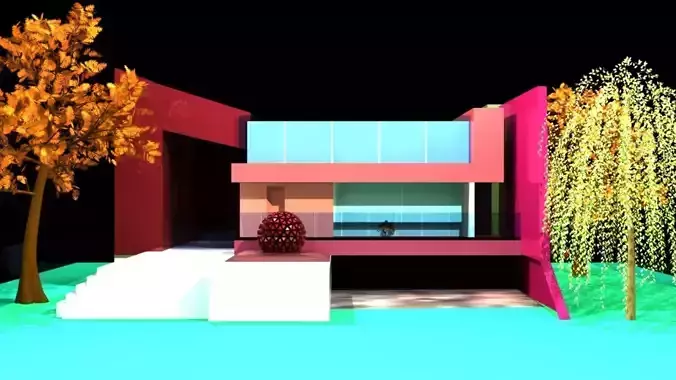 exterior design bunglow low poly