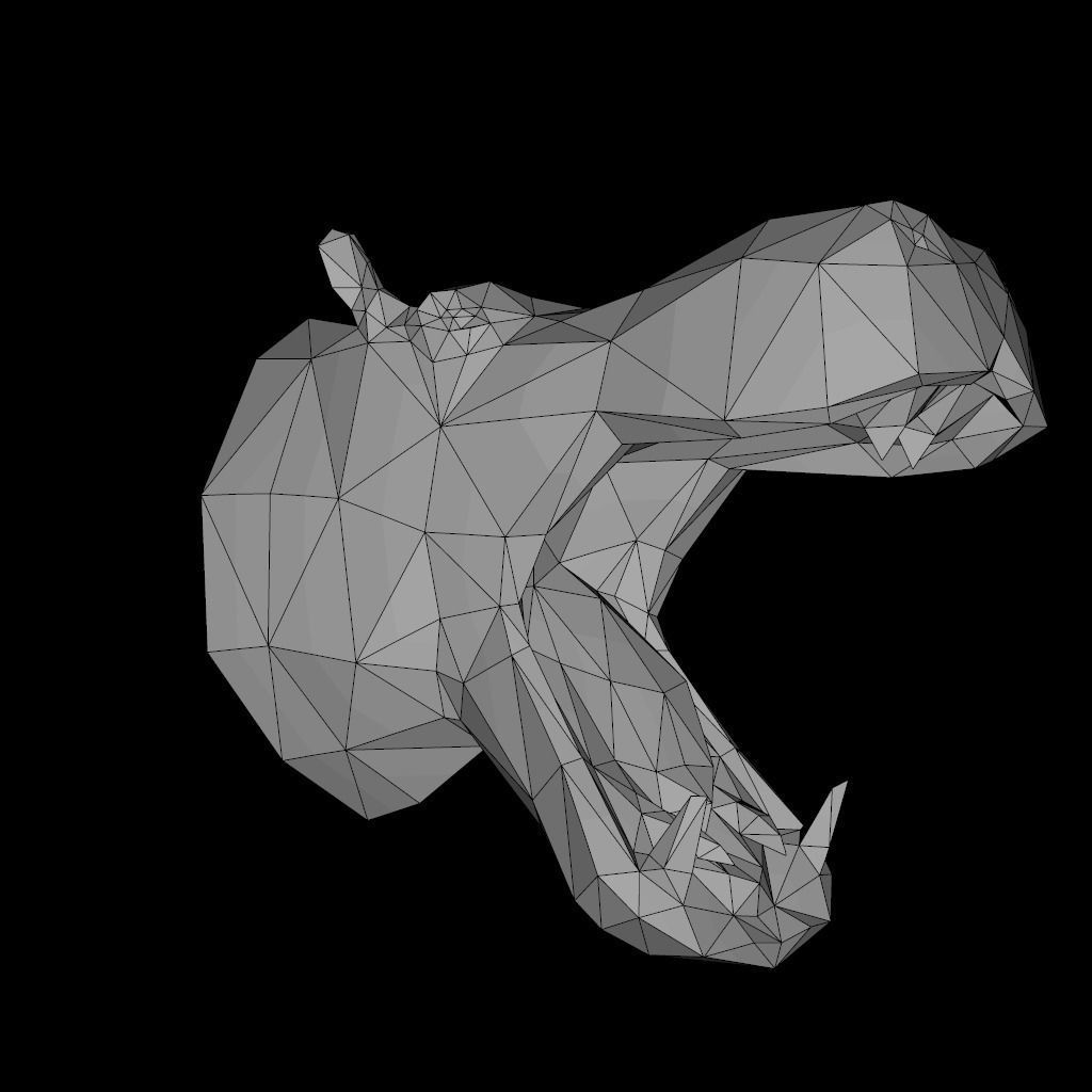 Hippo Low poly wall decoration 3D print model_3