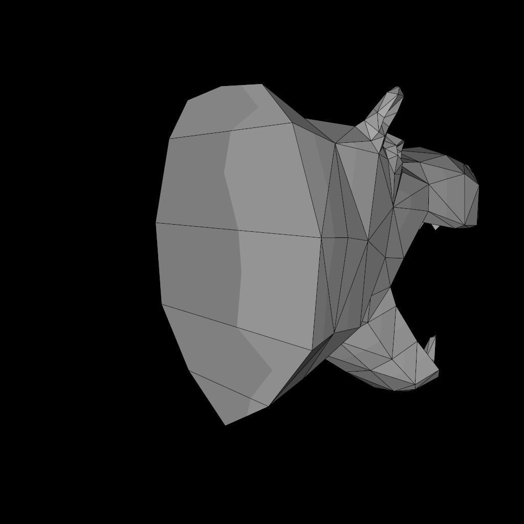 Hippo Low poly wall decoration 3D print model_2