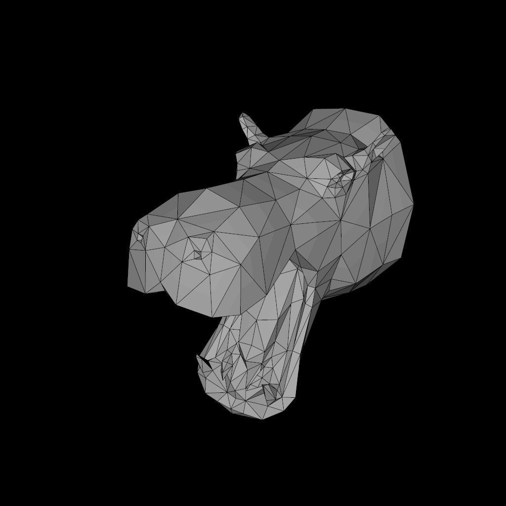 Hippo Low poly wall decoration 3D print model_4