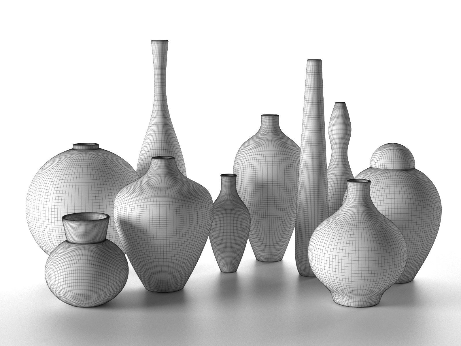 Decorative Vase Set 3D model_1
