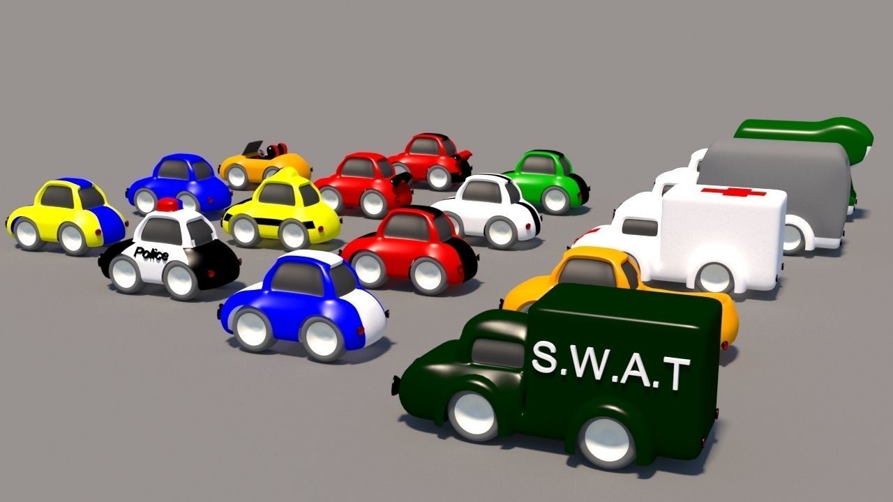 Cartoon Low Poly Car Pack Low-poly 3D model_1