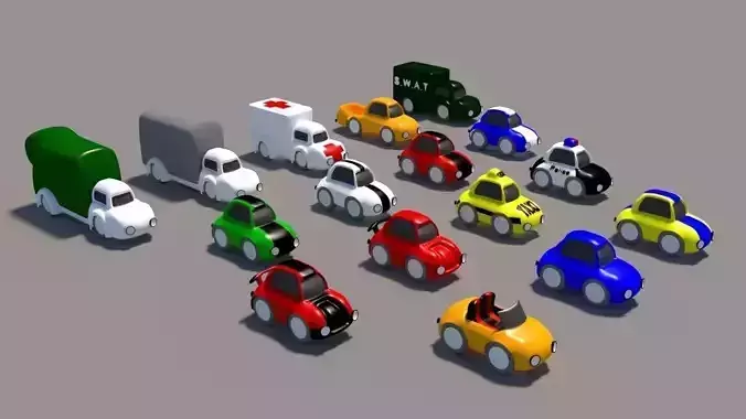 Cartoon Low Poly Car Pack