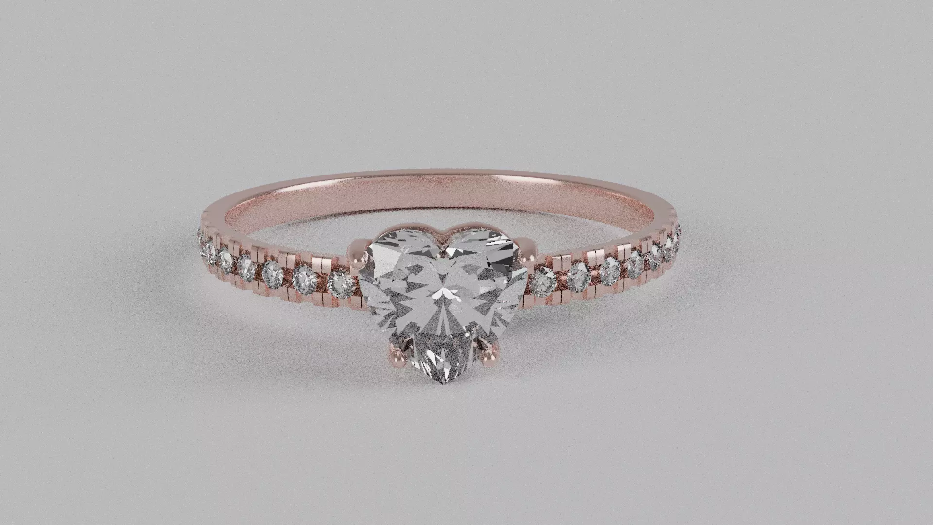 Heart Shaped Diamond Engagement Ring 3D print model