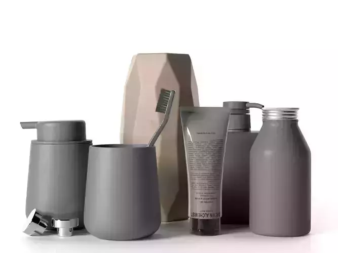 Refill Bottles Vase Teeth Brush and Shaving Gel