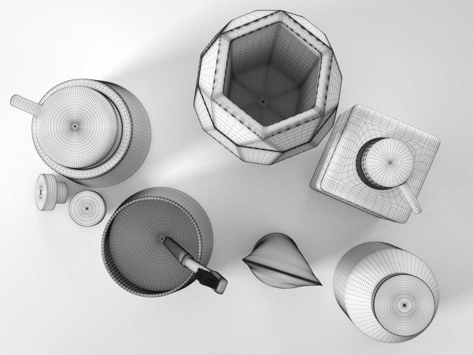 Refill Bottles Vase Teeth Brush and Shaving Gel 3D model_3