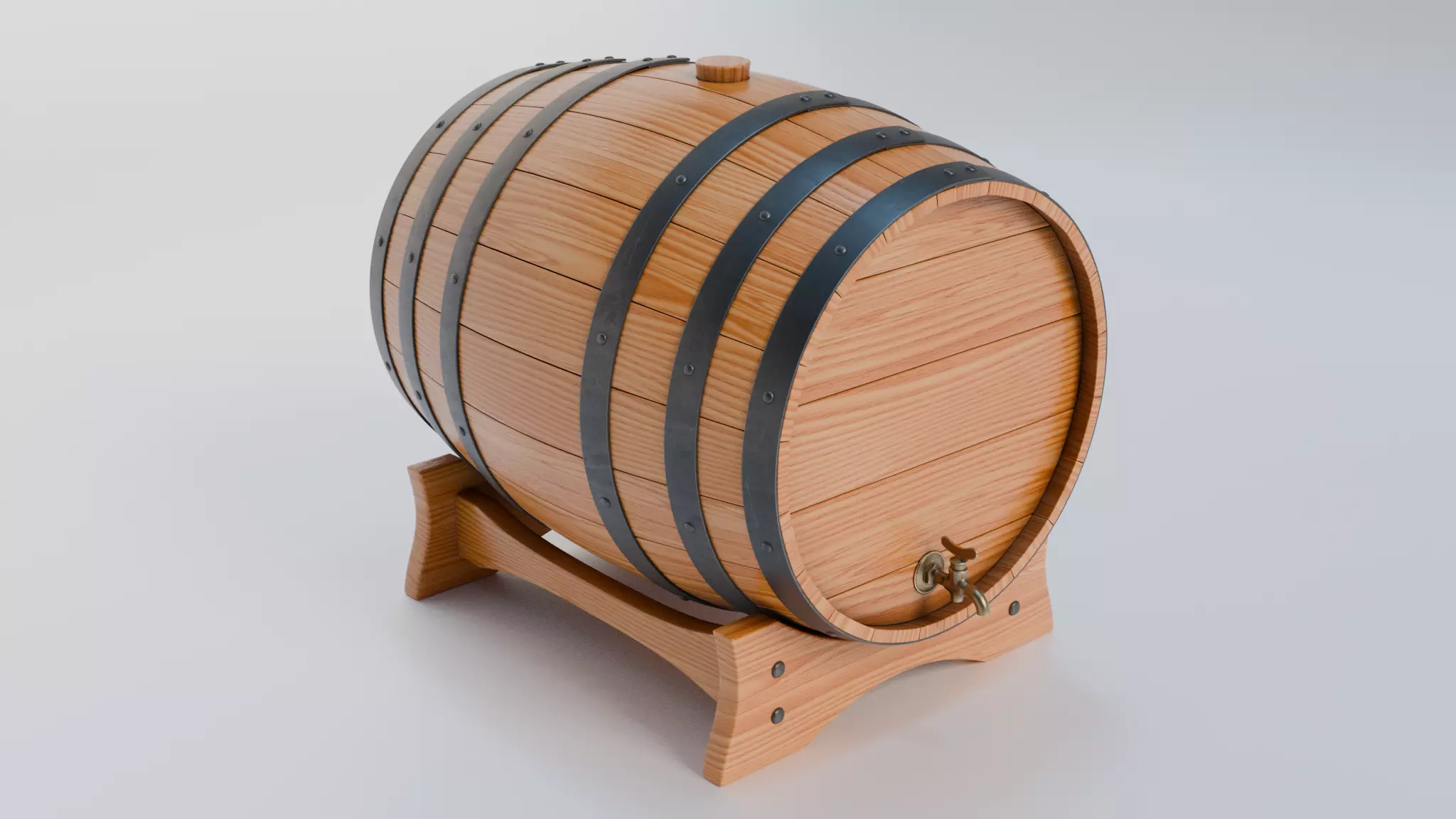 Wooden Barrel 05 3D model