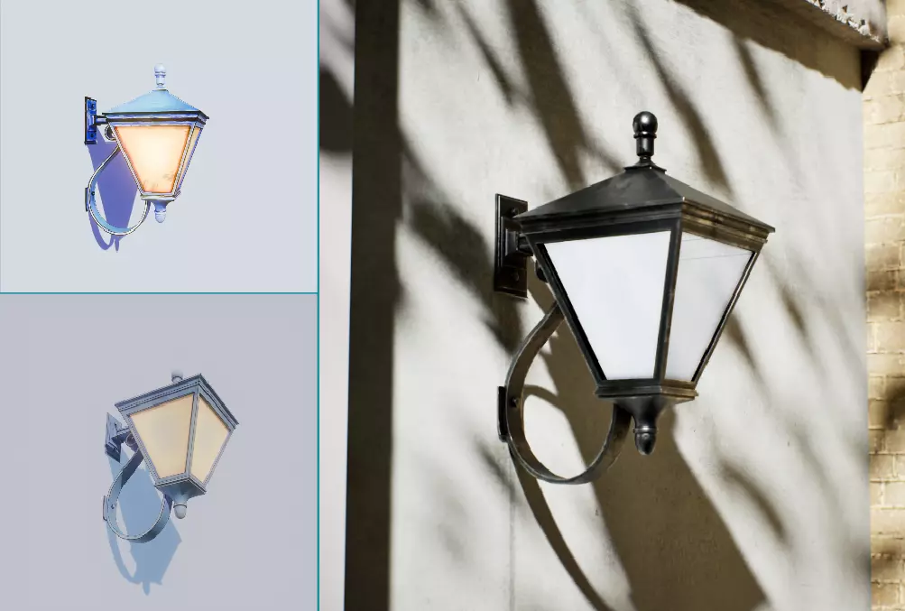 Classic Wrought Iron Wall Lantern Low-poly 3D model