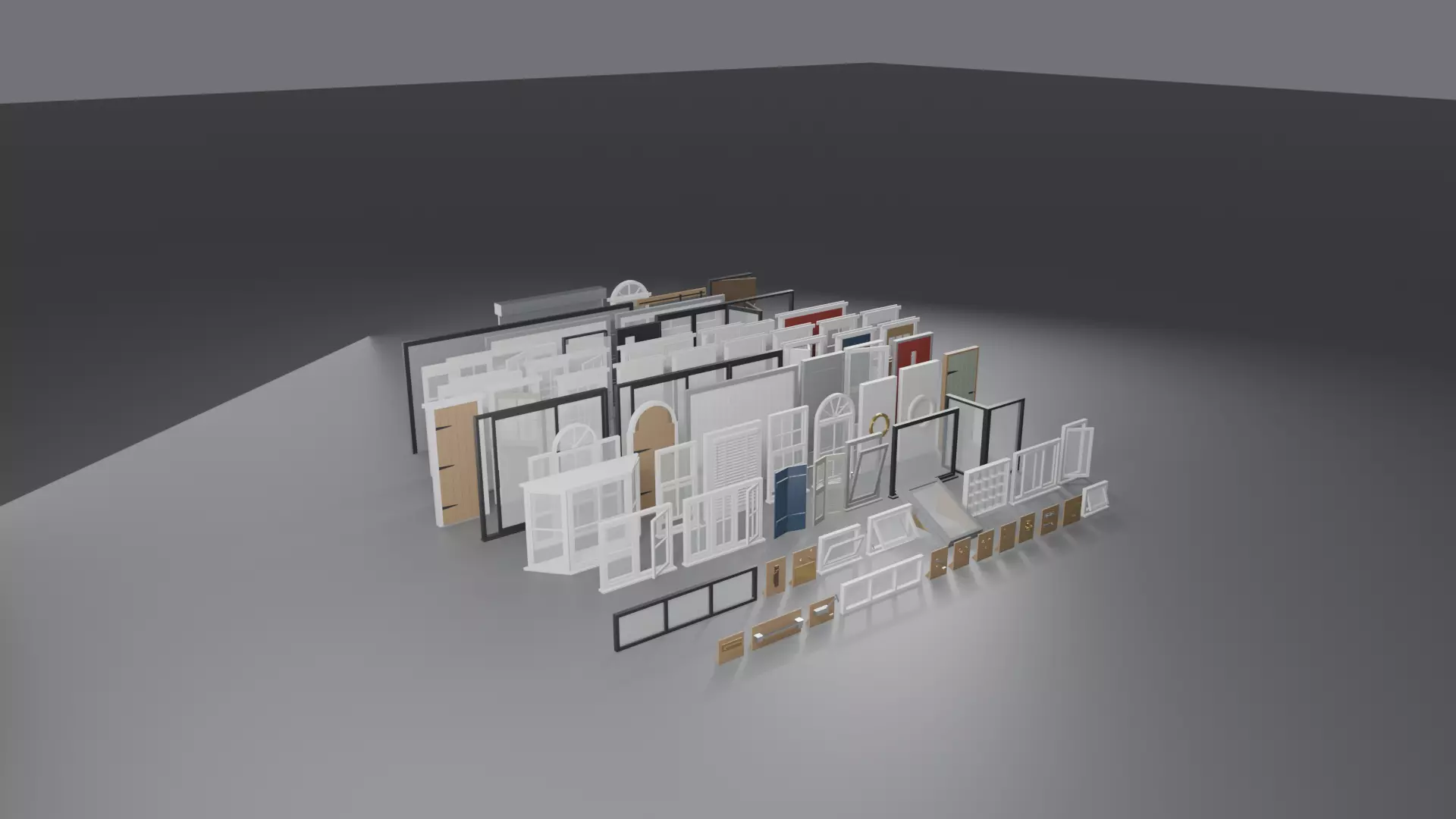 Door and Window Pack - 72 Doors Windows Hardware Models Low-poly 3D model