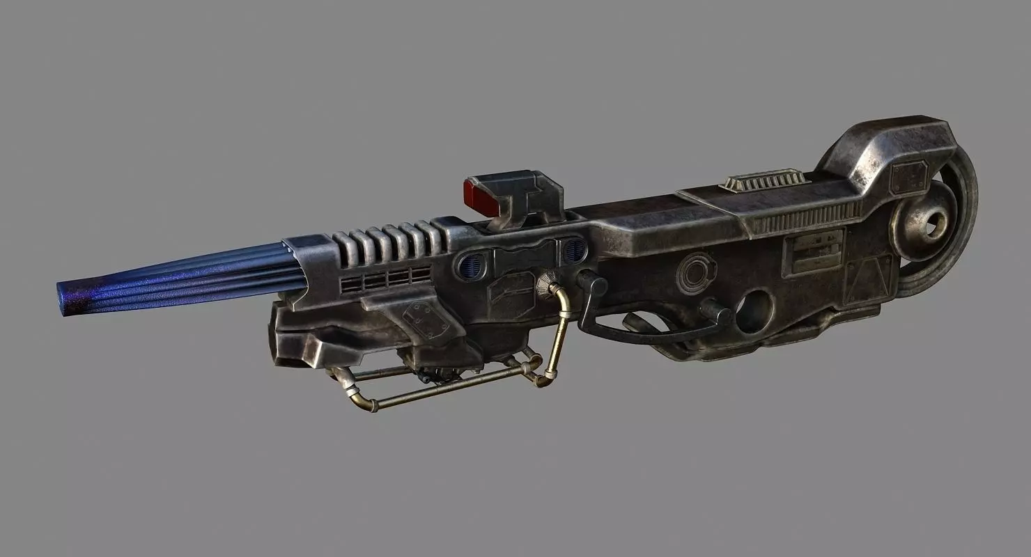 Sci fi big gun for robot mecha Low-poly 3D model