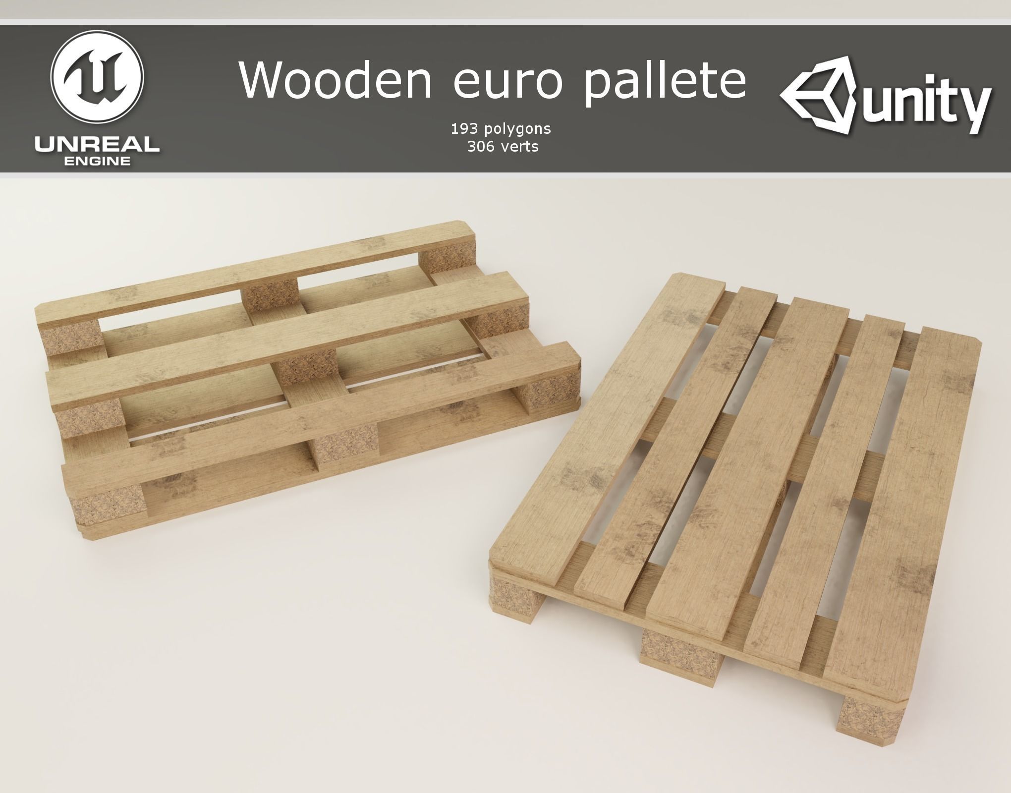Euro Pallet Low-poly 3D model_0