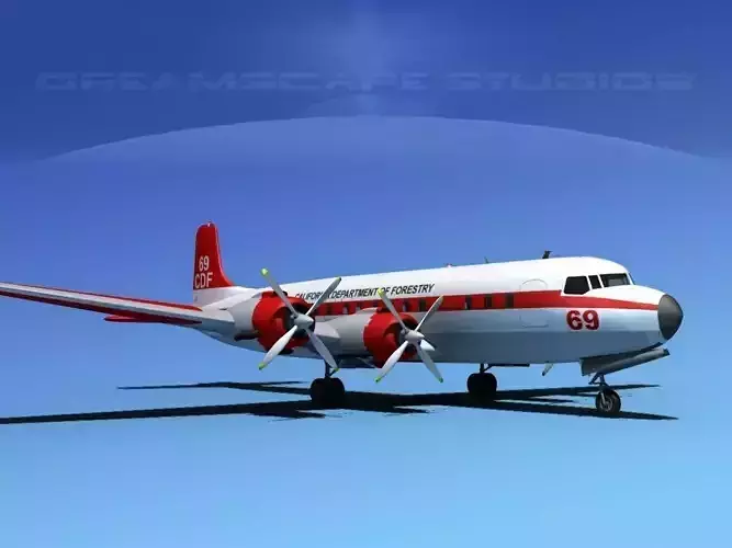 Douglas DC-7C Braniff Intl 3D model