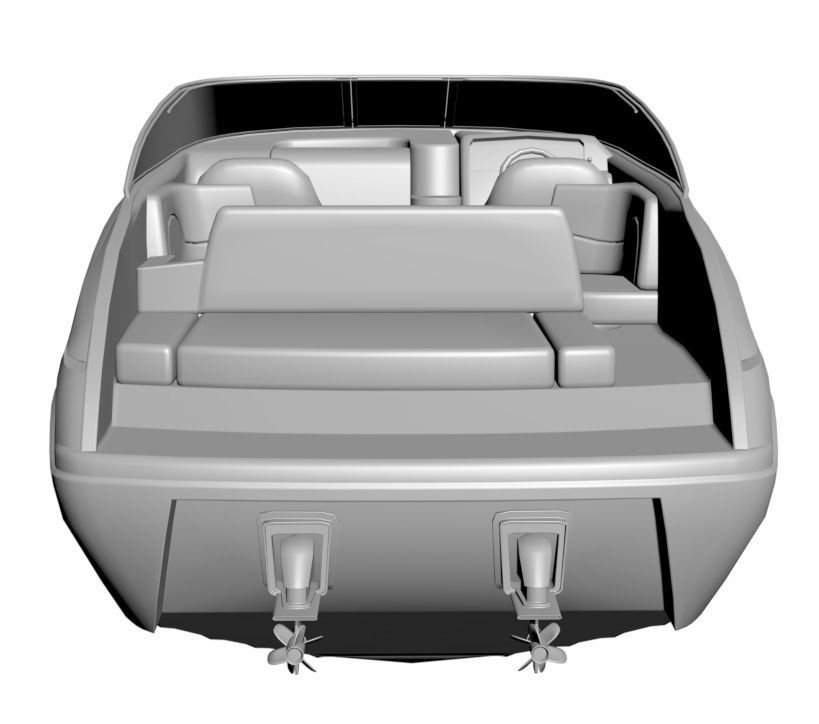 White and blue exlusive yacht 3D model_2