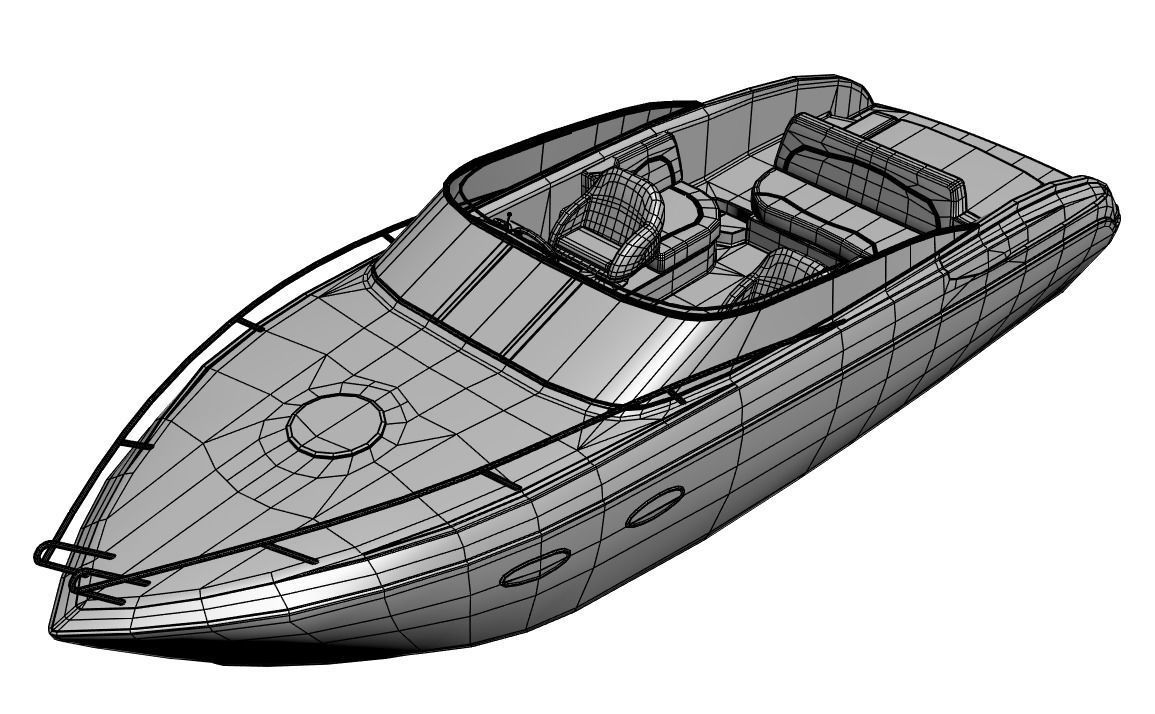 White and blue exlusive yacht 3D model_5