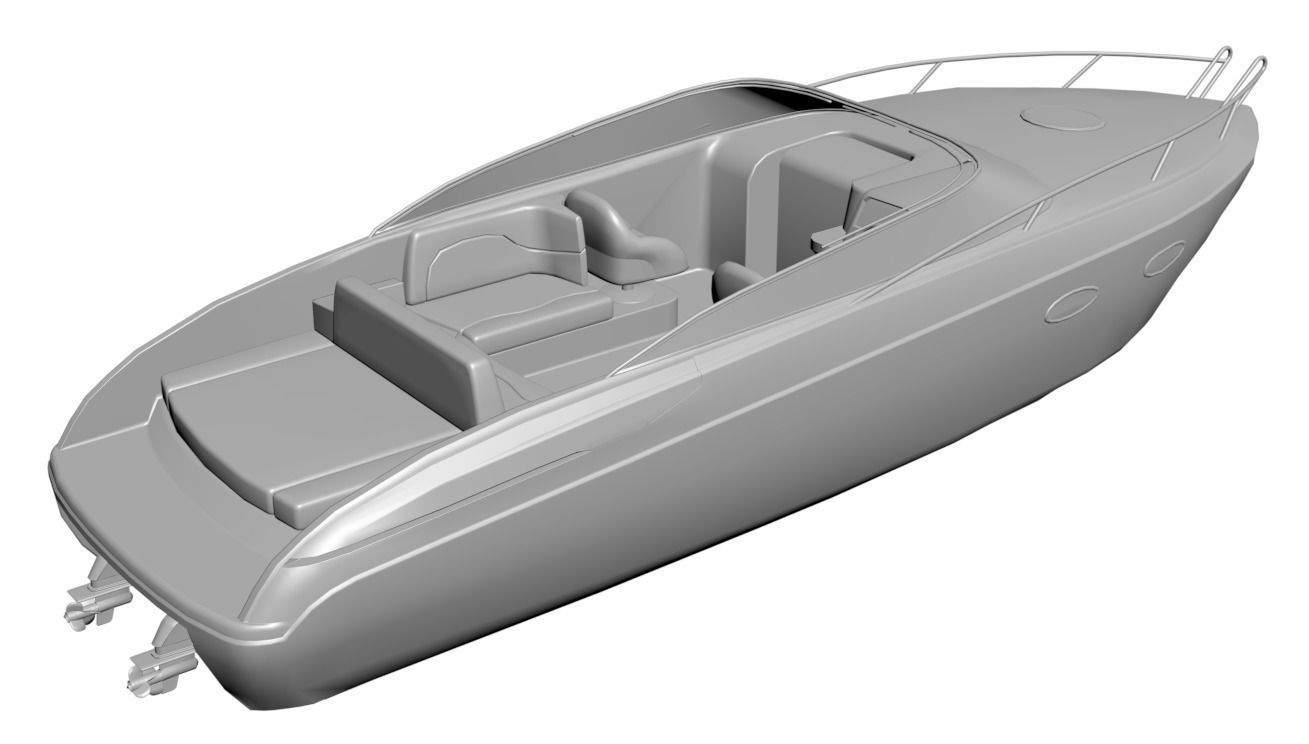 White and blue exlusive yacht 3D model_3
