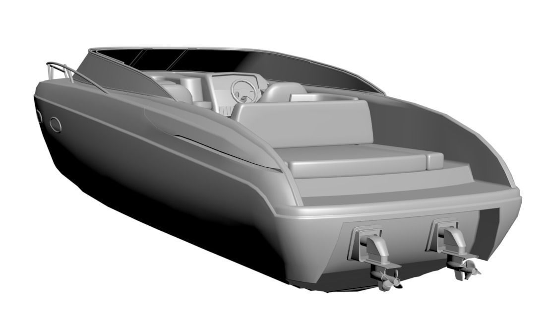 White and blue exlusive yacht 3D model_1
