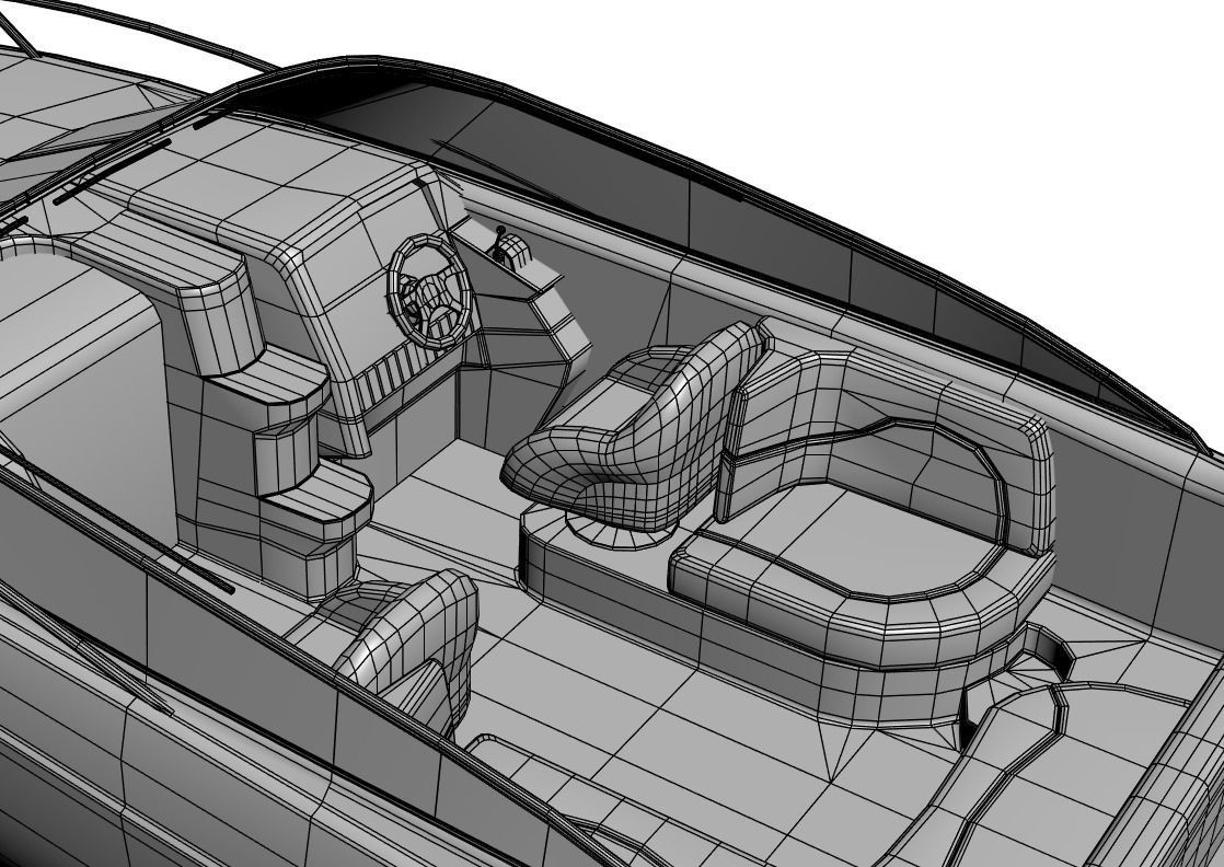 White and blue exlusive yacht 3D model_6