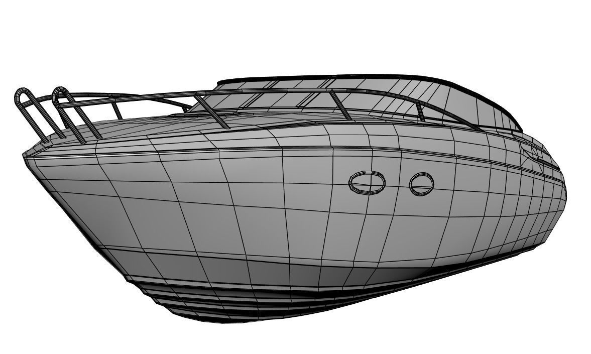 White and blue exlusive yacht 3D model_4