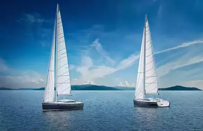 Sailboat with a high sail 3D model