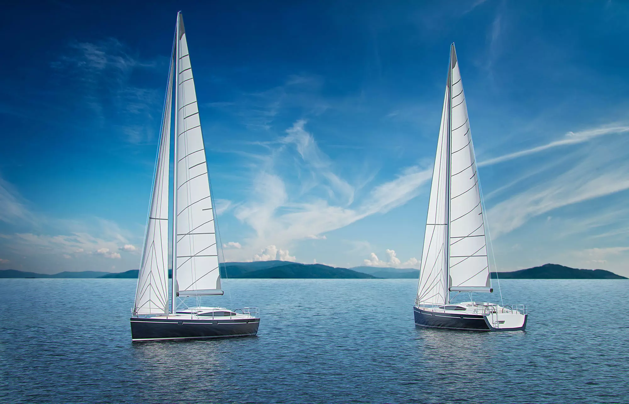 Sailboat with a high sail 3D model_0