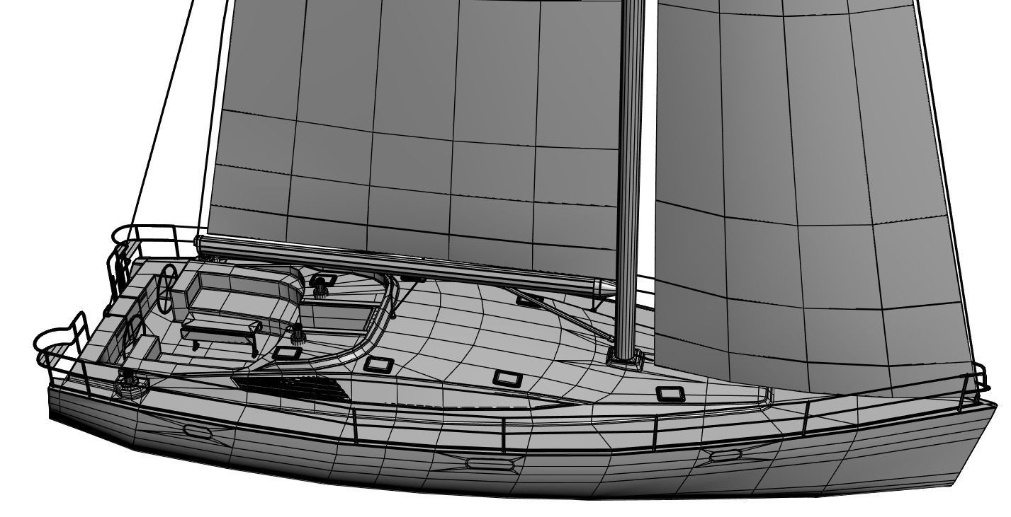 Sailboat with a high sail 3D model_5