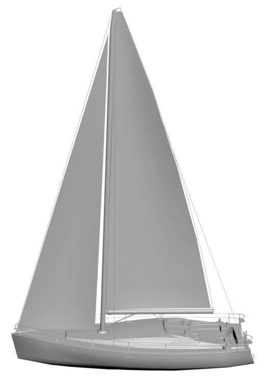 Sailboat with a high sail 3D model_1