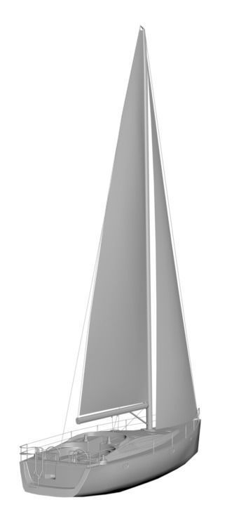 Sailboat with a high sail 3D model_3
