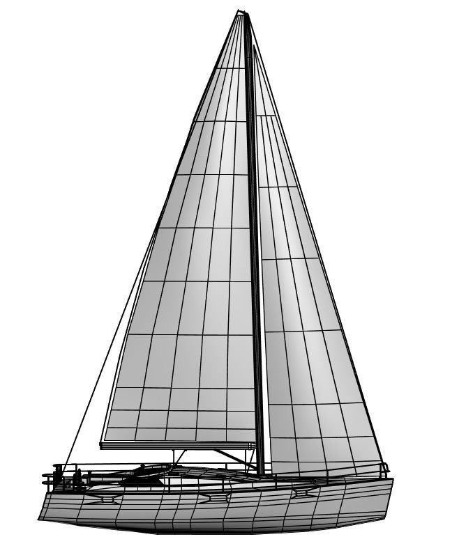 Sailboat with a high sail 3D model_4