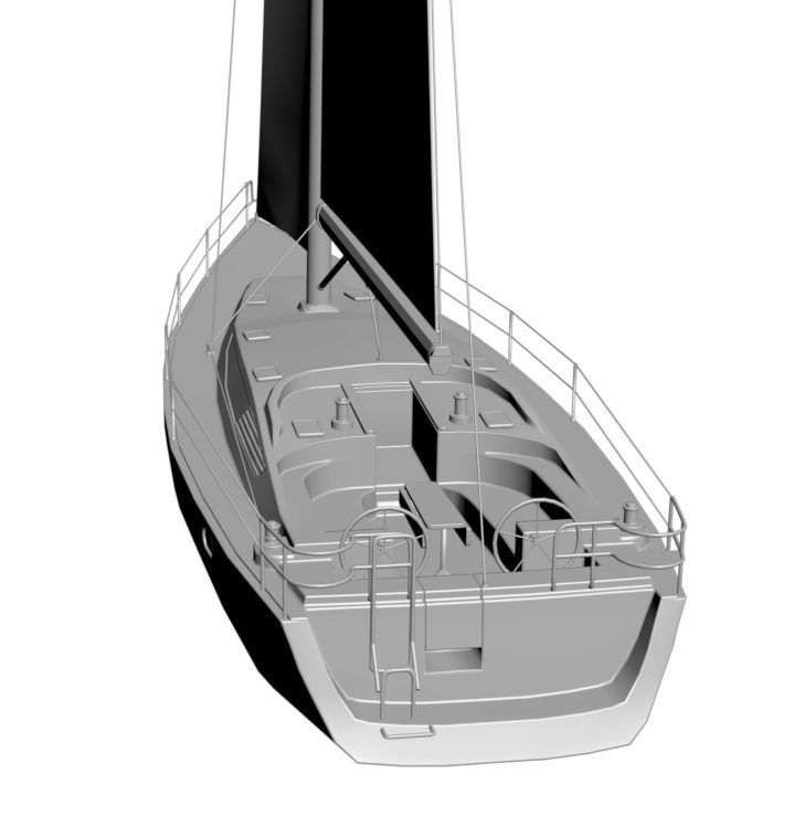 Sailboat with a high sail 3D model_2
